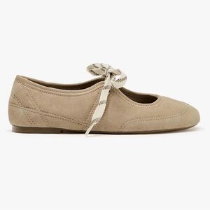 Suede ballet flat shoes lace up